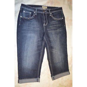 Earl Jeans Capri Studded Womens Size 8 Stretch Bling Cuffed Dark Wash (M)